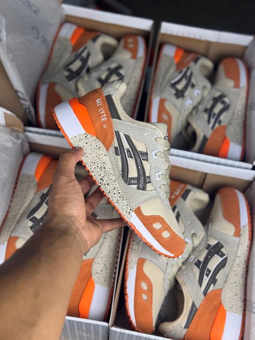Tênis Masculino Asics Gel-Lyte III x Bege/Laranja (Premium em Couro)